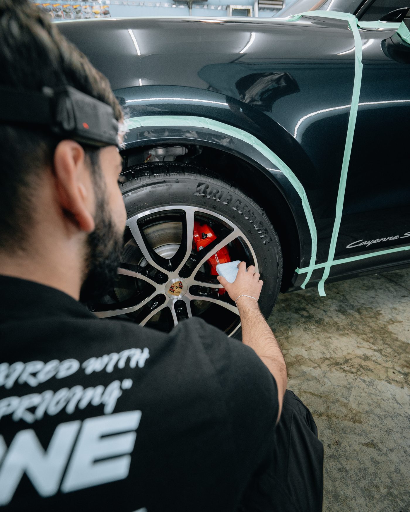 Detailing a wheel and brake caliper