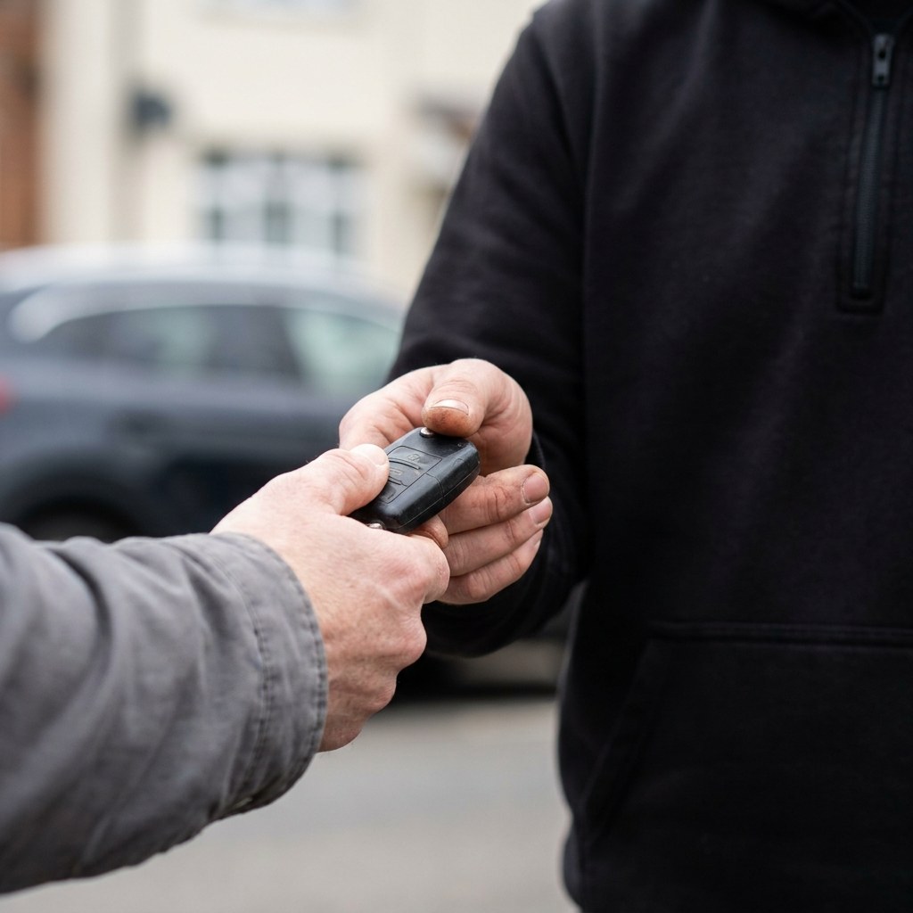 Valet service with key handover
